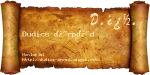 Dudics Árpád névjegykártya