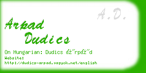 arpad dudics business card